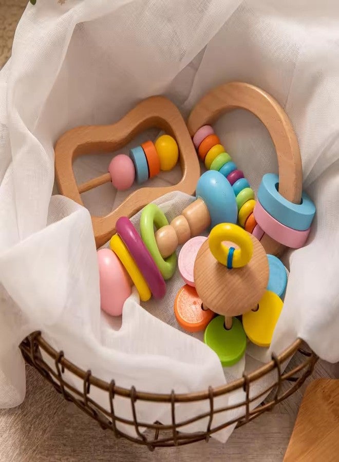CURVEAR Wooden Baby Rattle Toys 100% Non Toxic Wooden Toys Soft & Safe Sensory Toys for Newborns & Infants BPA-Free, Easy to Hold, Developmental Teething Toys Handcrafted Baby Toys for 0 to 6 Month. - Image 2